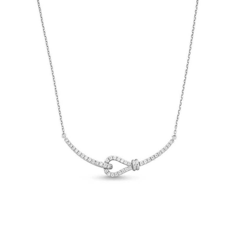 Zales 1/3 Ct. T.W. Diamond Sideways Slip Knot Necklace In Sterling Silver Necklaces