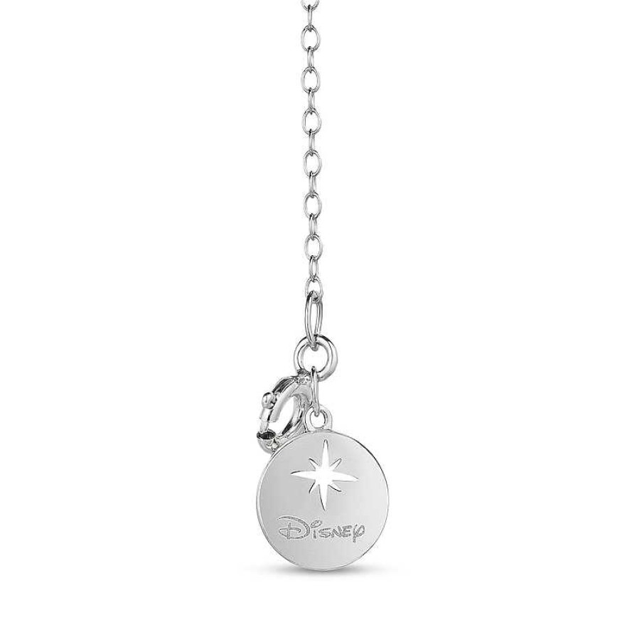 Zales Enchanted Disney Wish 1/8 Ct. T.W. Diamond "Wish" Logo Necklace In Sterling Silver And 10K Gold Necklaces