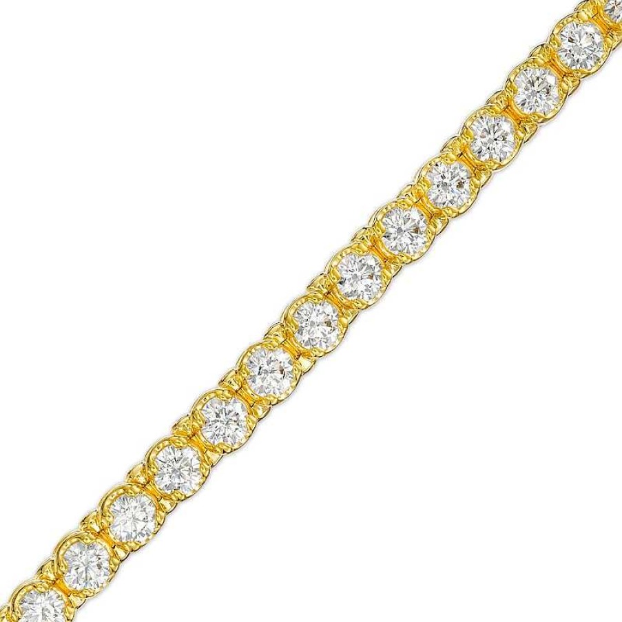 Zales Men'S 7 Ct. T.W. Certified Lab-Created Diamond Tennis Bracelet In 14K Gold (F/Si2) 8.47" Bracelets