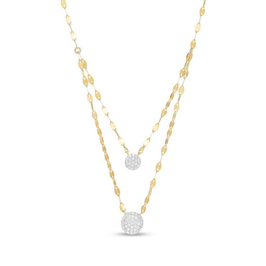 Zales 1/5 Ct. T.W. Multi-Diamond Double Strand Necklace In 10K Gold - 20" Necklaces