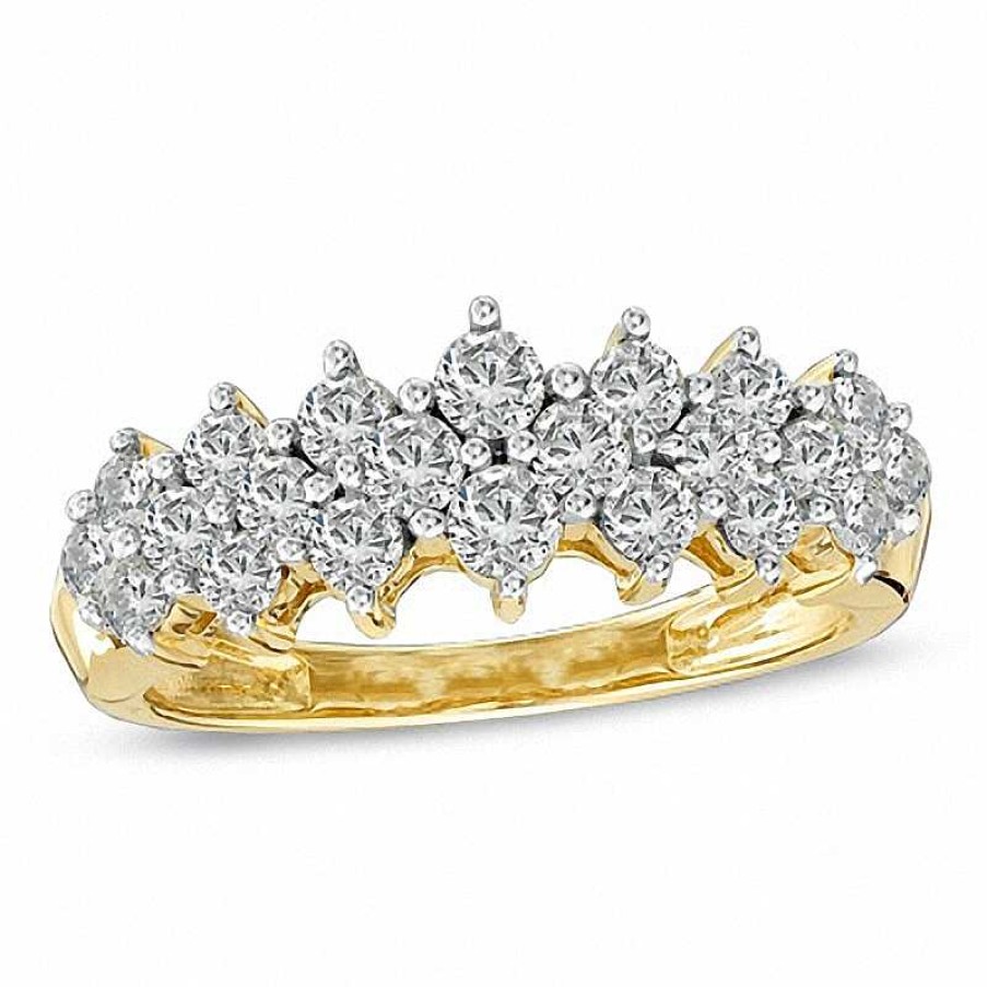 Zales 1 Ct. T.W. Diamond Cluster Pyramid Band In 10K Gold Rings