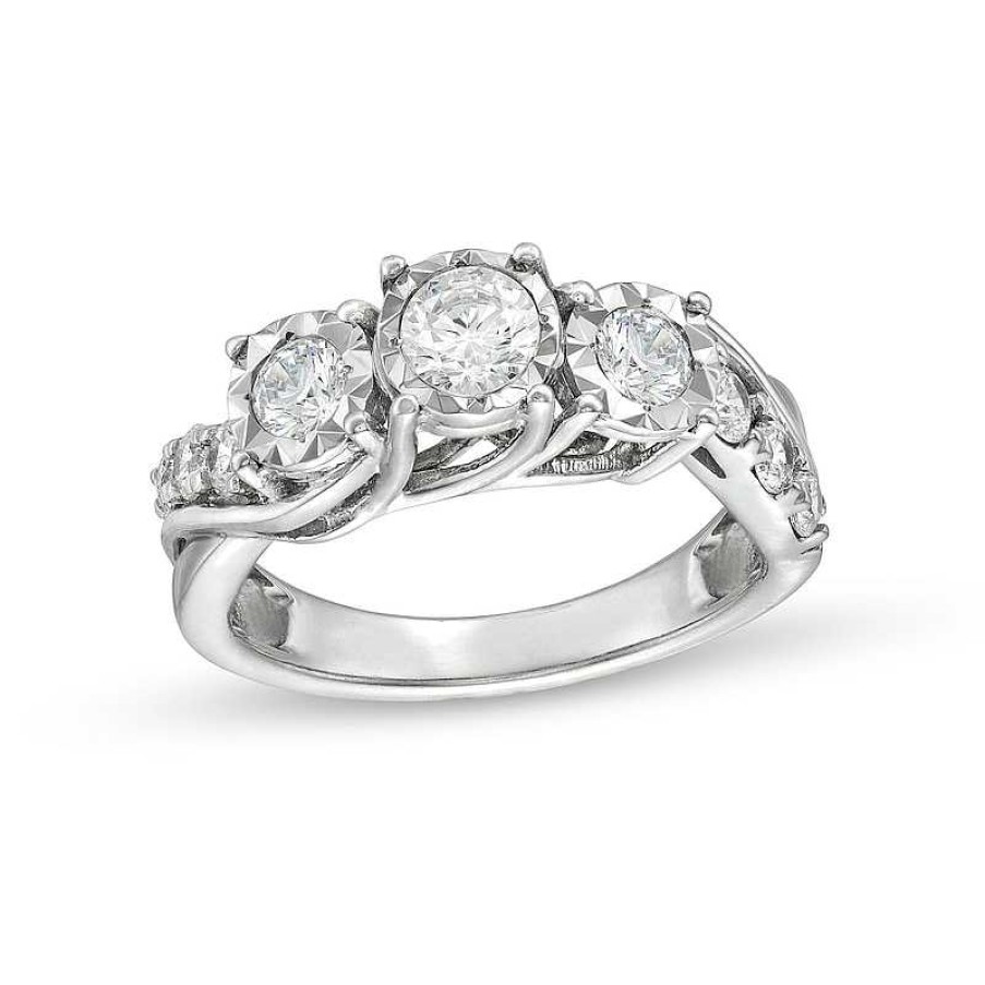 Zales 1 Ct. T.W. Diamond Past Present Future® Engagement Ring In 10K White Gold (I/I3) Rings