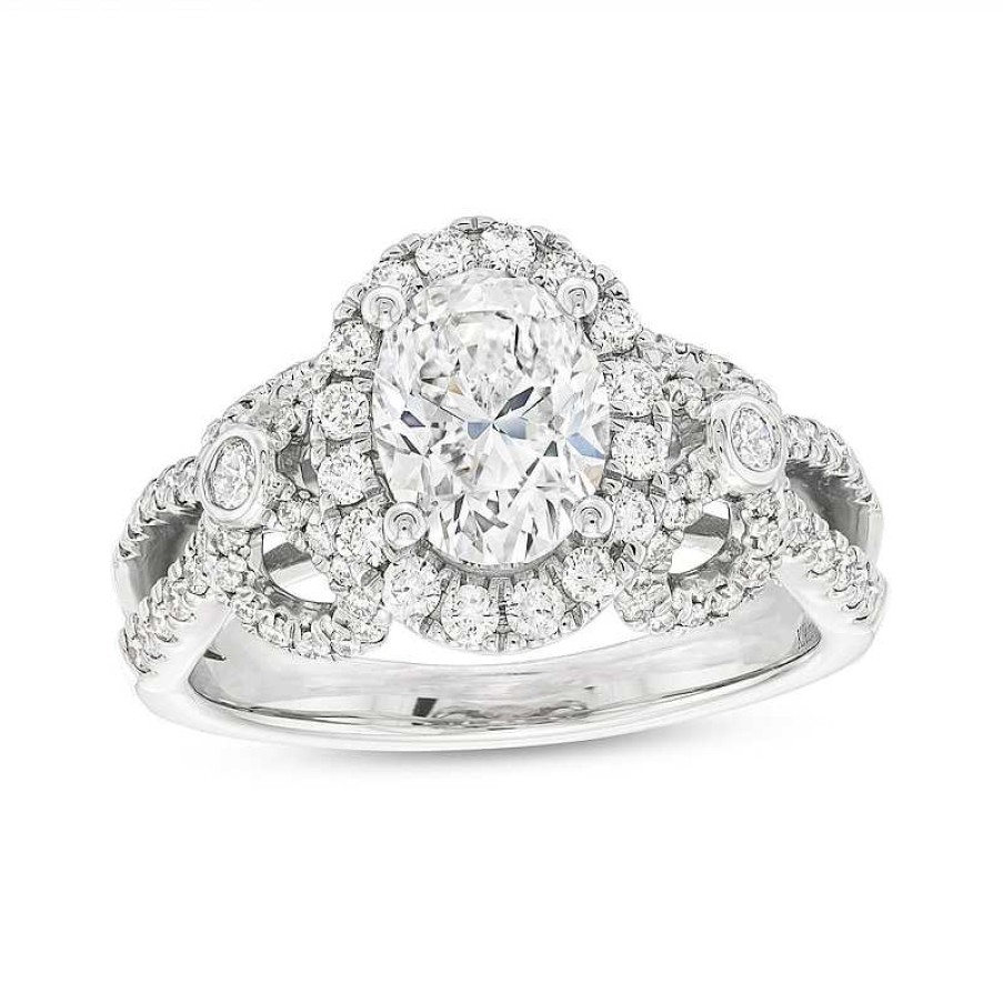 Zales Kleinfeld® X Zales 2-1/5 Ct. T.W. Certified Oval Lab-Created Diamond Split Shank Engagement Ring In Platinum (F/Vs2) Rings