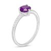 Zales 6.0Mm Amethyst And 1/10 Ct. T.W. Diamond Ring In 10K White Gold Rings