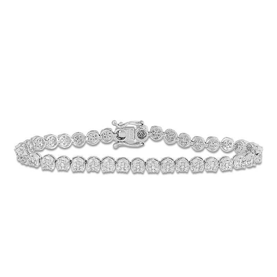 Zales 1 Ct. T.W. Multi-Diamond Diamond Tennis Bracelet In 10K White Gold Bracelets