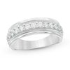 Zales Men'S 1 Ct. T.W. Diamond Vintage-Style Wedding Band In 10K White Gold Rings