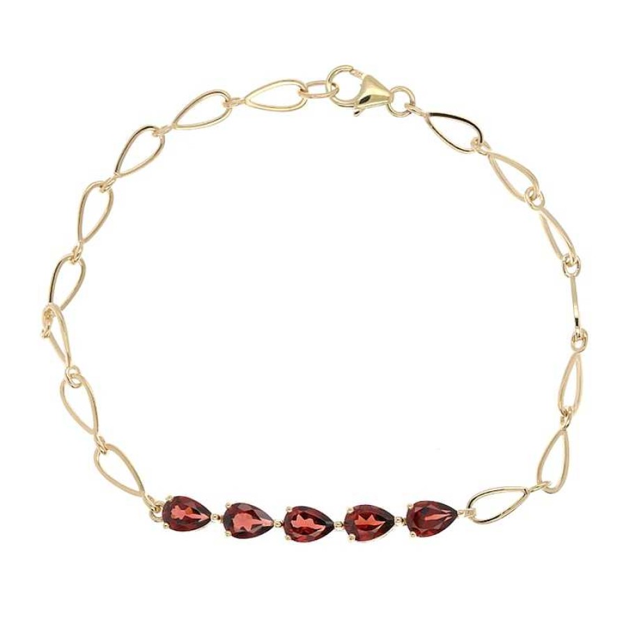 Zales Pear Five-Stone Garnet Bracelet In 10K Gold Bracelets