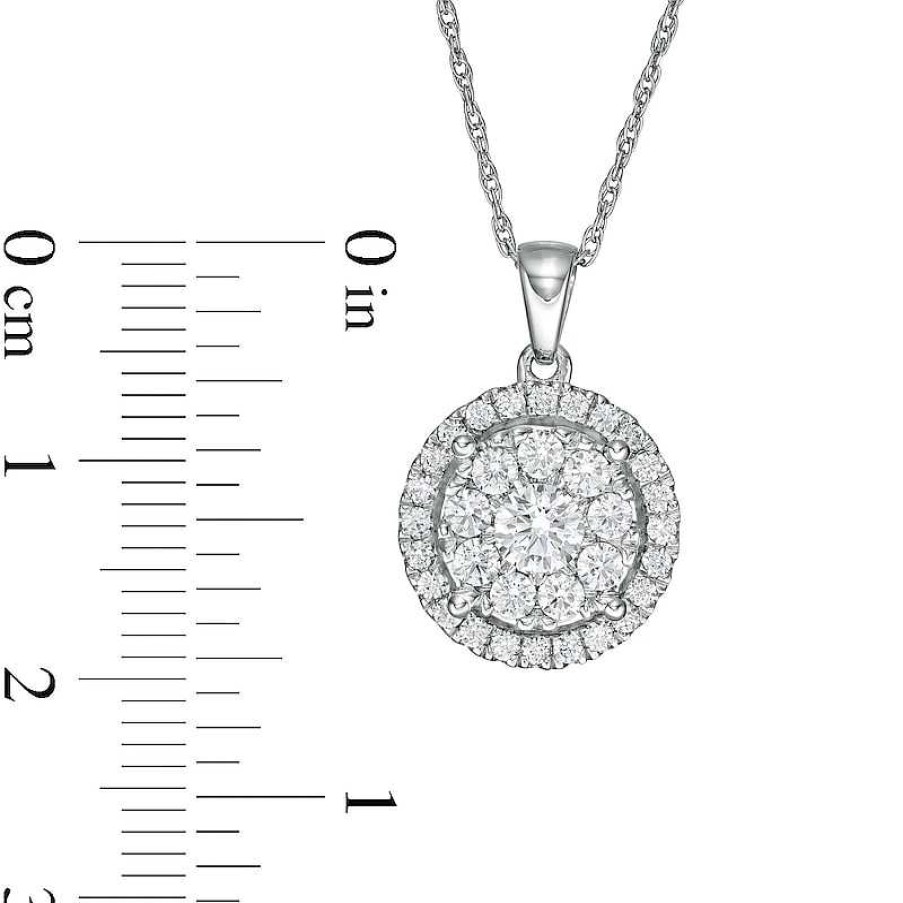 Zales 1 Ct. T.W. Diamond Frame Pendant In 10K White Gold Necklaces