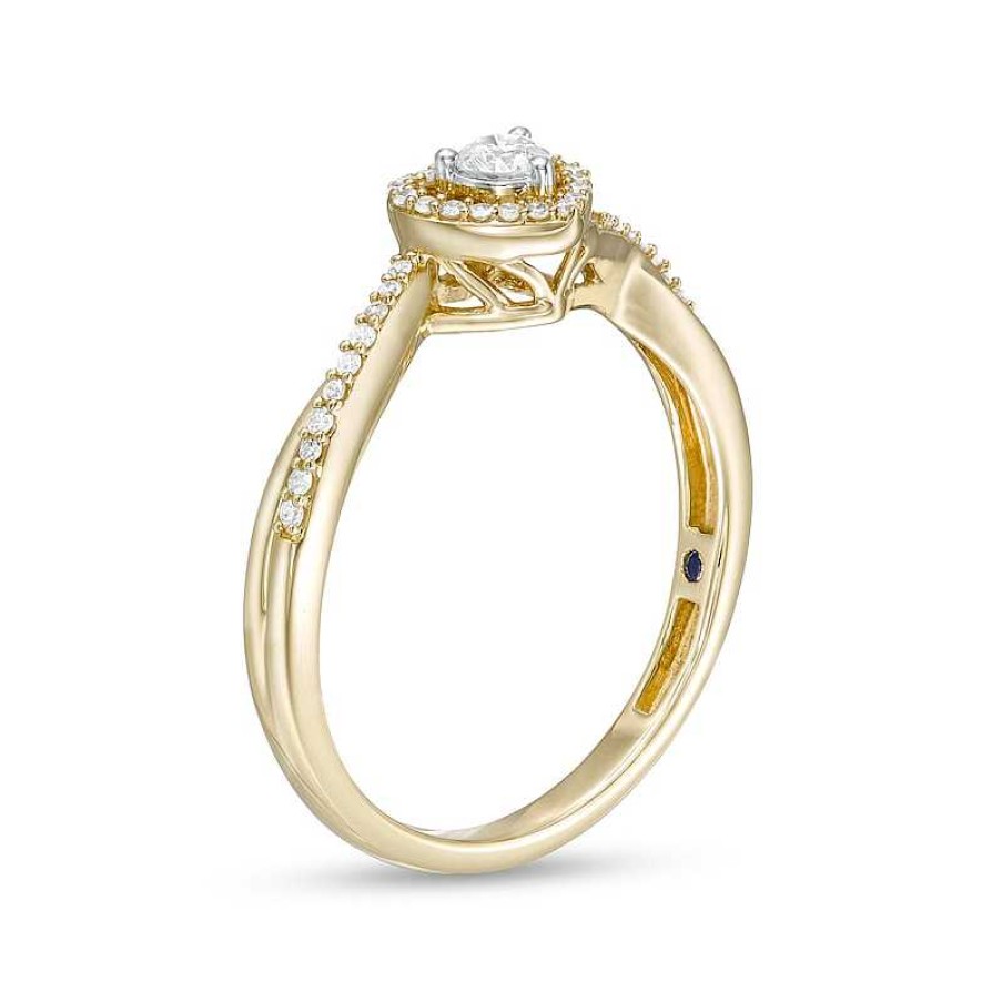 Zales 1/6 Ct. T.W. Diamond Heart Frame Bypass Promise Ring In 10K Gold Rings