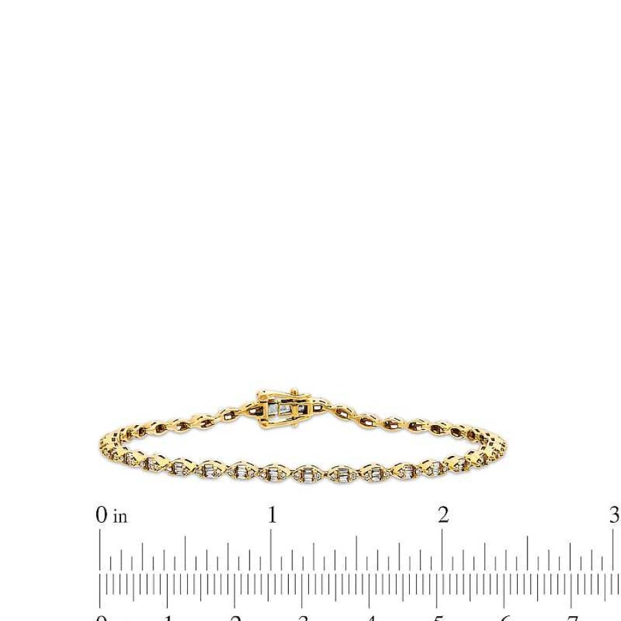 Zales 1 Ct. T.W. Marquise Multi-Diamond Line Bracelet In 10K Gold - 7.25" Bracelets