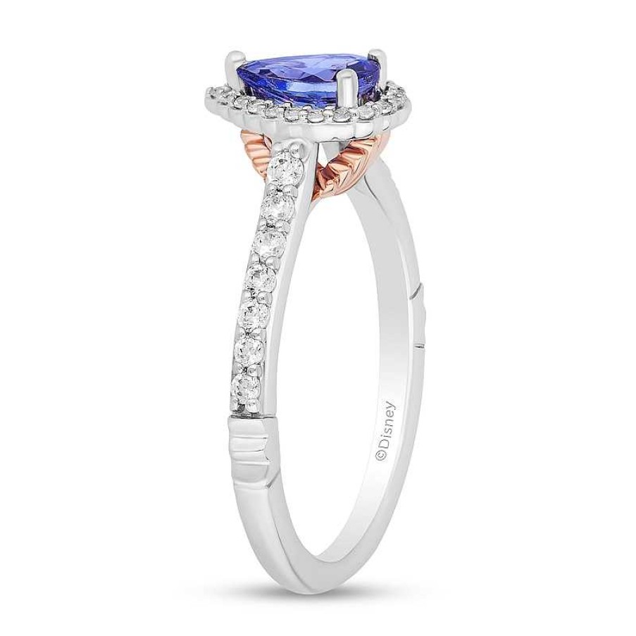 Zales Enchanted Disney Ariel Pear-Shaped Tanzanite And 1/3 Ct. T.W. Diamond Frame Engagement Ring In 14K Two-Tone Gold Rings