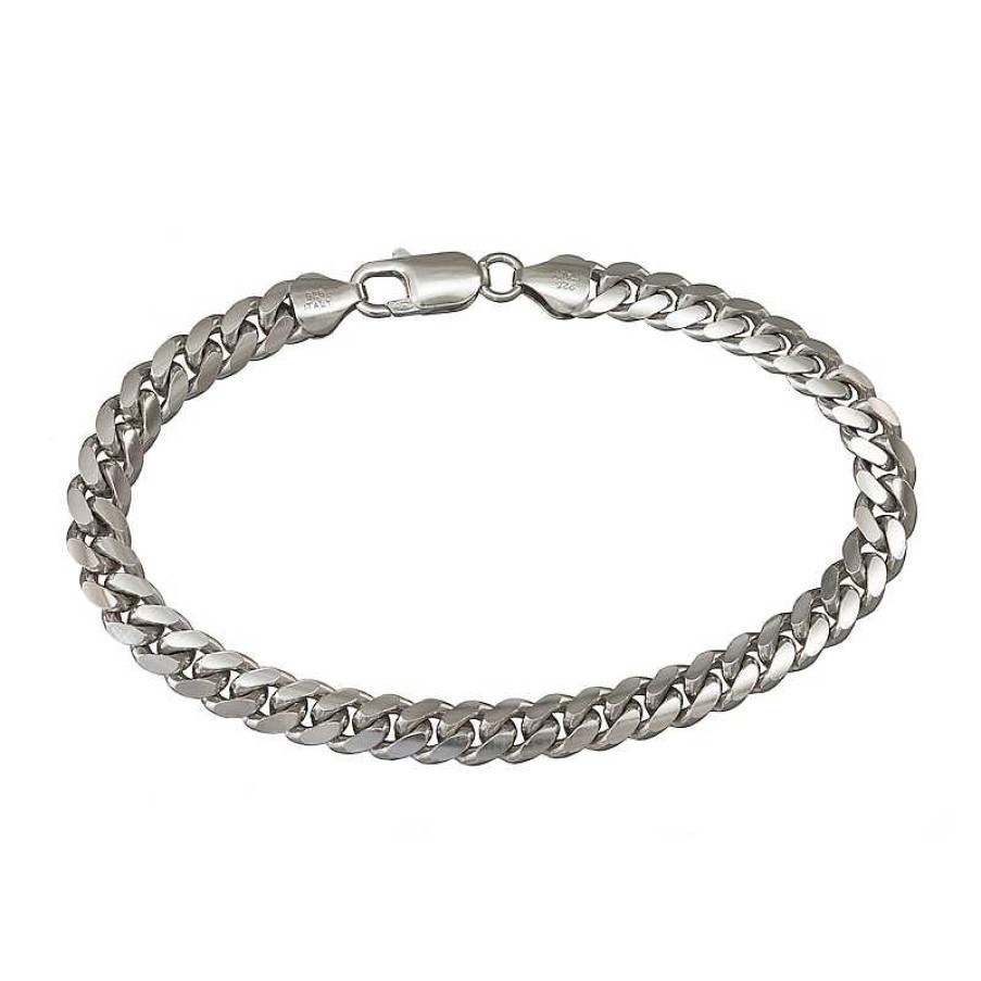 Zales 8.5Mm Diamond-Cut Cuban Curb Chain Bracelet In Solid Sterling Silver - 8.5" Bracelets