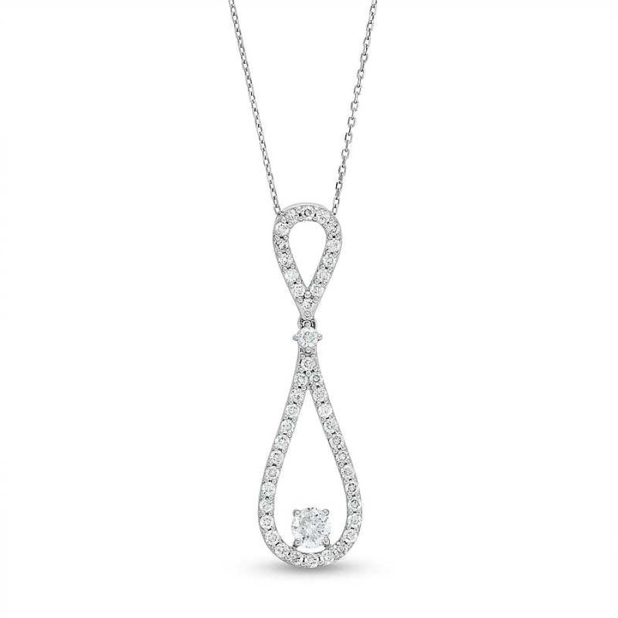 Zales 1-1/4 Ct. T.W. Diamond Elongated Teardrop Pendant In 10K White Gold Necklaces