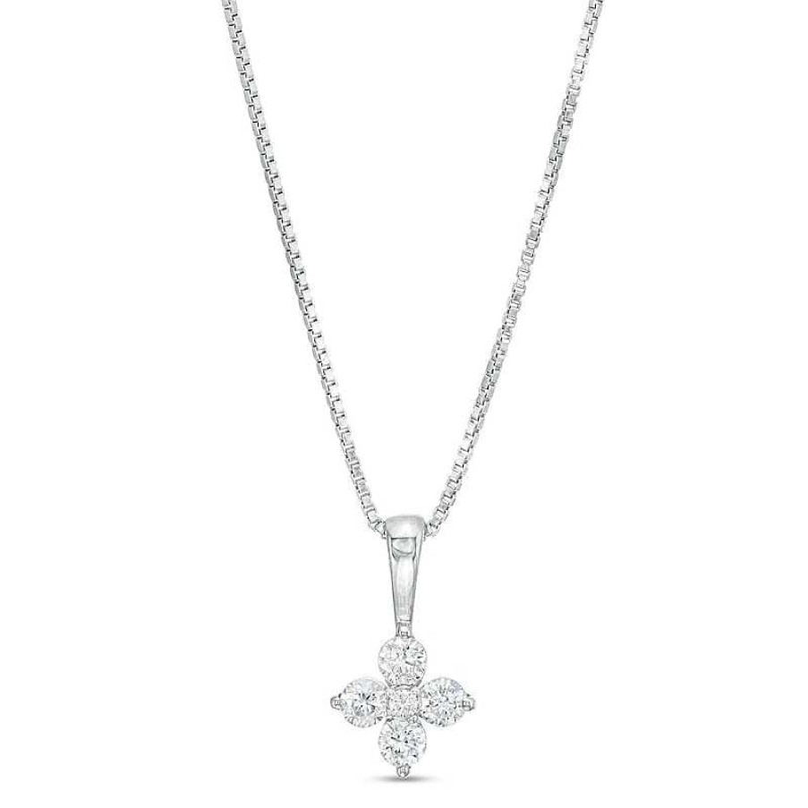 Zales 1/4 Ct. T.W. Certified Lab-Created Diamond Floral Pendant In 14K White Gold (F/Si2) Necklaces