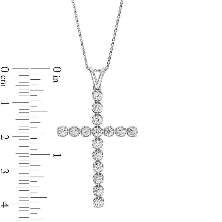 Zales 1 Ct. T.W. Certified Lab-Created Diamond Cross Pendant In 14K White Gold (F/Si2) Necklaces