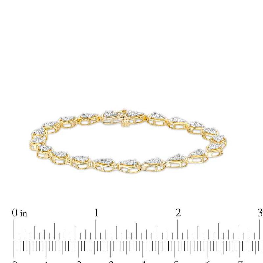 Zales 1 Ct. T.W. Pear-Shaped Multi-Diamond Line Bracelet In 10K Gold Bracelets