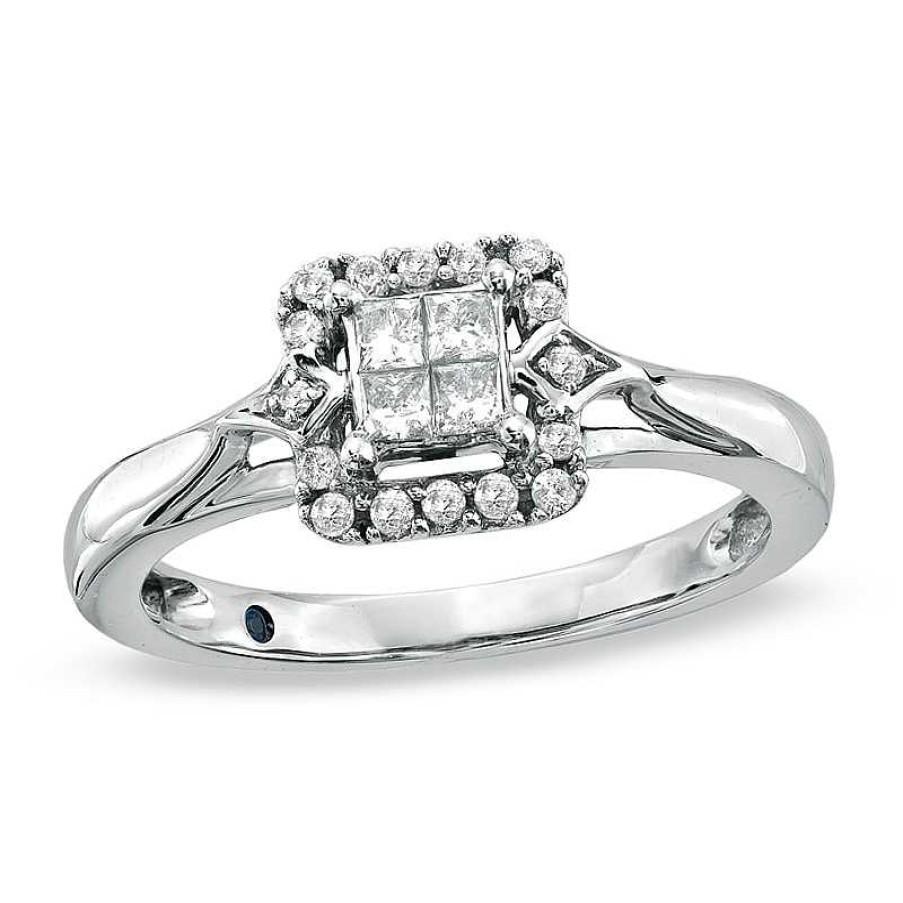 Zales Cherished Promise Collection 1/4 Ct. T.W. Quad Princess-Cut Diamond Promise Ring In 10K White Gold Rings