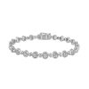 Zales 1/2 Ct. T.W. Multi-Diamond Alternating Bead Link Bracelet In Sterling Silver 7.5" Bracelets