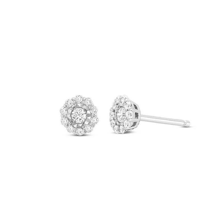 Zales 1/4 Ct. T.W. Diamond Frame Stud Earrings In 10K White Gold Earrings