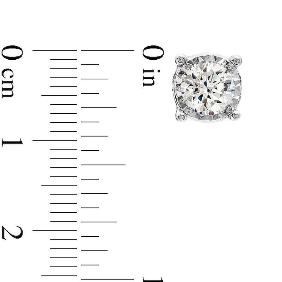 Zales 1 Ct. T.W. Diamond Gallery Frame Stud Earrings In 14K White Gold (J/I3) Earrings