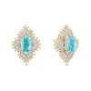 Zales Enchanted Disney Jasmine Oval Swiss Blue Topaz And 1/6 Ct. T.W. Diamond Arabesque Frame Stud Earrings In 10K Gold Earrings