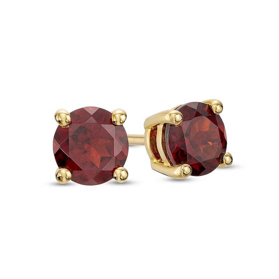 Zales 6.0Mm Garnet Solitaire Stud Earrings In 10K Gold Earrings