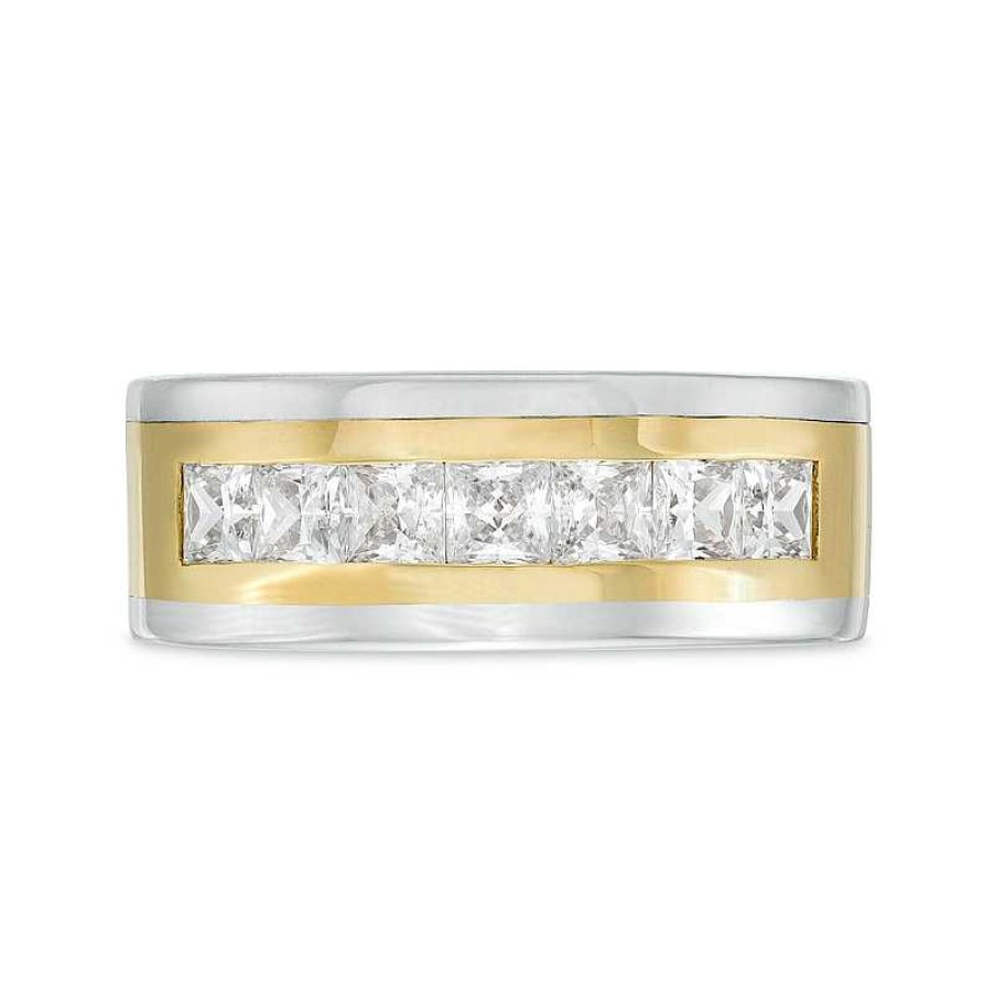 Zales True Lab-Created Diamonds By Vera Wang Love Men'S 1-3/4 Ct. T.W. Seven Stone Wedding Band In 14K Two-Tone Gold (F/Vs2) Rings