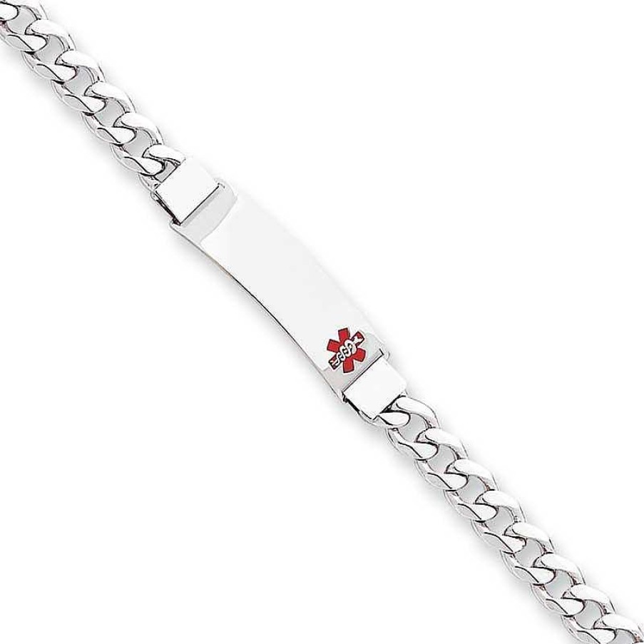 Zales 8.0Mm Medical Alert Notification Curb Id Bracelet In Sterling Silver (6 Lines) - 8.0" Bracelets