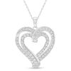 Zales 2 Ct. T.W. Diamond Double Row Ribbon Heart Pendant In 10K White Gold Necklaces