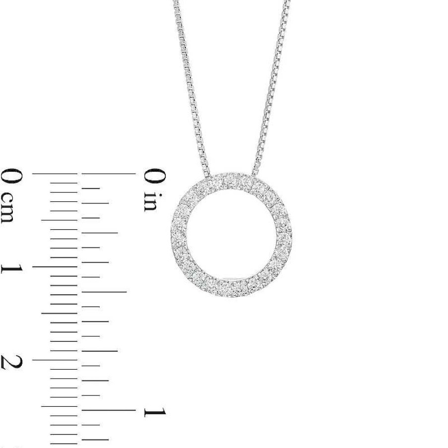 Zales 1/4 Ct. T.W. Certified Lab-Created Diamond Circle Outline Pendant In 14K White Gold (F/Si2) Necklaces