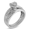 Zales 1/3 Ct. T.W. Diamond Heart Frame Slant Comfort Fit Wedding Ensemble In 10K White Gold - Size 7 And 10 Rings