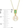 Zales 8.0Mm Cultured Freshwater Pearl And Baguette Emerald Vintage-Style Drop Pendant In 10K Gold Necklaces