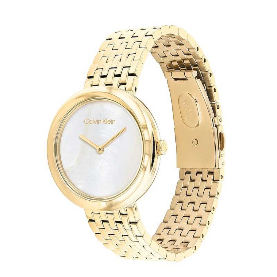 Calvin Klein Ladies' Calvin Klein Gold-Tone Ip Watch With Mother-Of-Pearl Dial (Model: 25200321) Watches