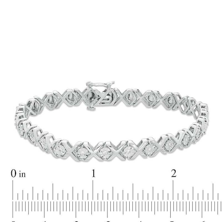 Zales 1/10 Ct. T.W. Diamond "Xo" Bracelet In Sterling Silver - 7.25" Bracelets