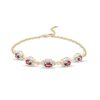 Zales Oval Garnet And Diamond Accent Twist Five Stone Bracelet In 10K Gold 8.0" Bracelets