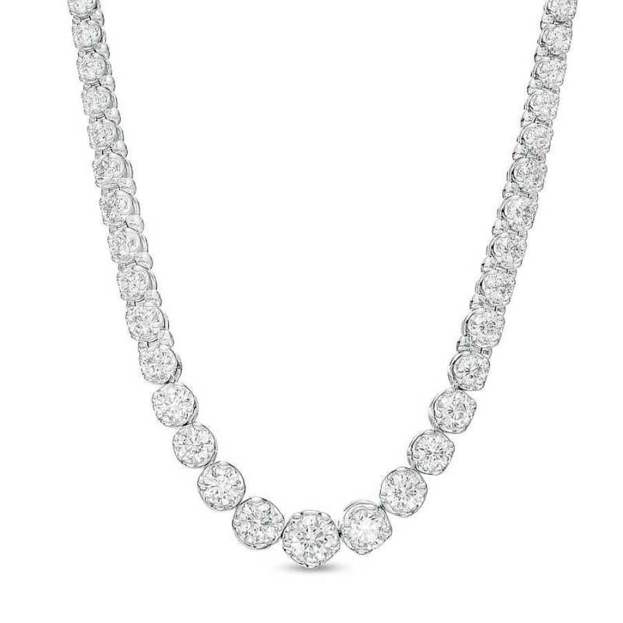 Zales 4 Ct. T.W. Certified Lab-Created Diamond Graduated Riviera Necklace In 10K White Gold (F/Si2) 17" Necklaces