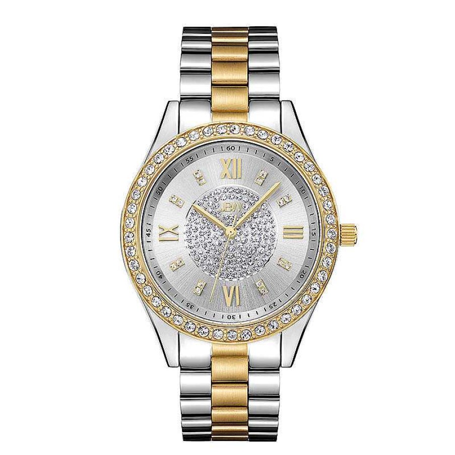 JBW Ladies' Jbw Mondrian 1/6 Ct. T.W. Diamond And Crystal Accent 18K Gold Plate Two-Tone Watch (Model: J6303G) Watches