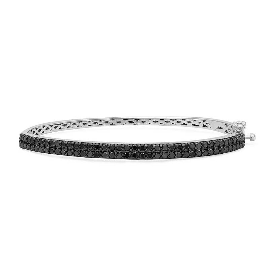 Zales 1-7/8 Ct. T.W. Black Diamond Double Row Bangle In Sterling Silver Bracelets