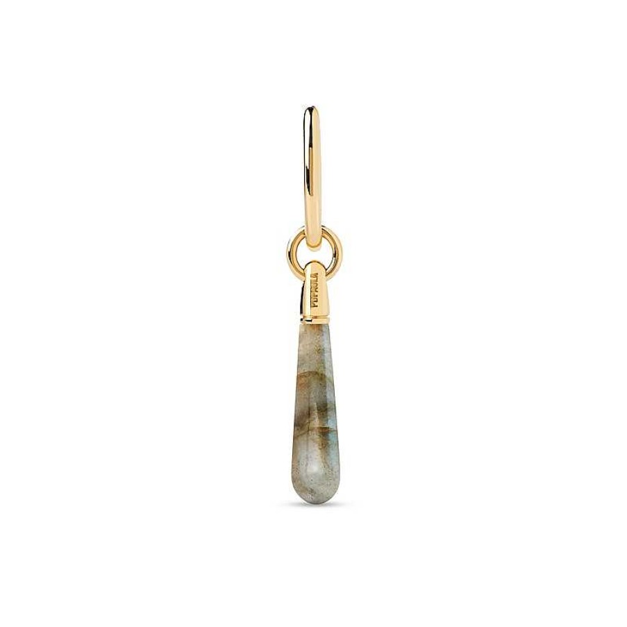 Zales Pdpaola At Zales Labradorite Medium Teardrop Dangle Single Hoop Earring In Sterling Silver With 18K Gold Plate Earrings