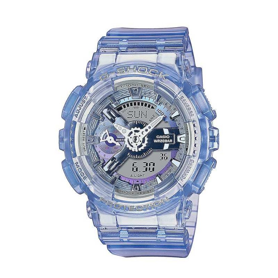 Casio Ladies' Casio G-Shock S Series Clear Periwinkle Resin Watch With Silver-Tone Dial (Model: Gmas110Vw-6A) Watches