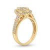 Zales 1 Ct. T.W. Pear-Shaped Multi-Diamond Frame Double Row Engagement Ring In 14K Gold Rings