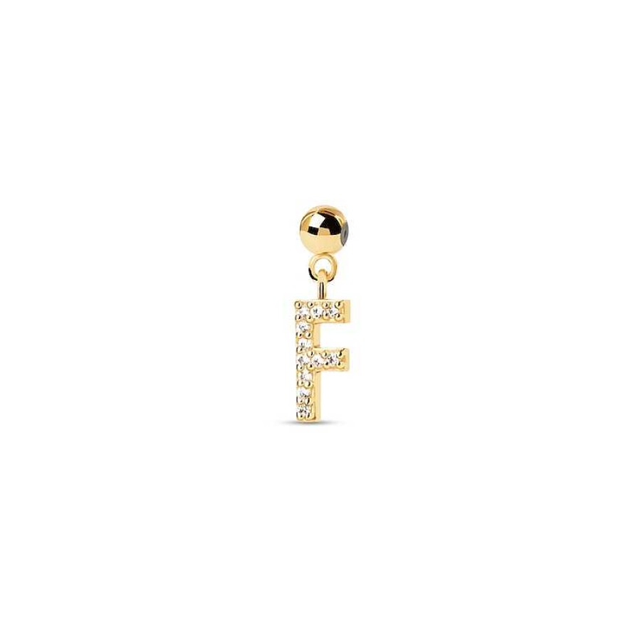 Zales Pdpaola At Zales Cubic Zirconia Letter "F" Initial Bead Charm In Sterling Silver With 18K Gold Plate Necklaces