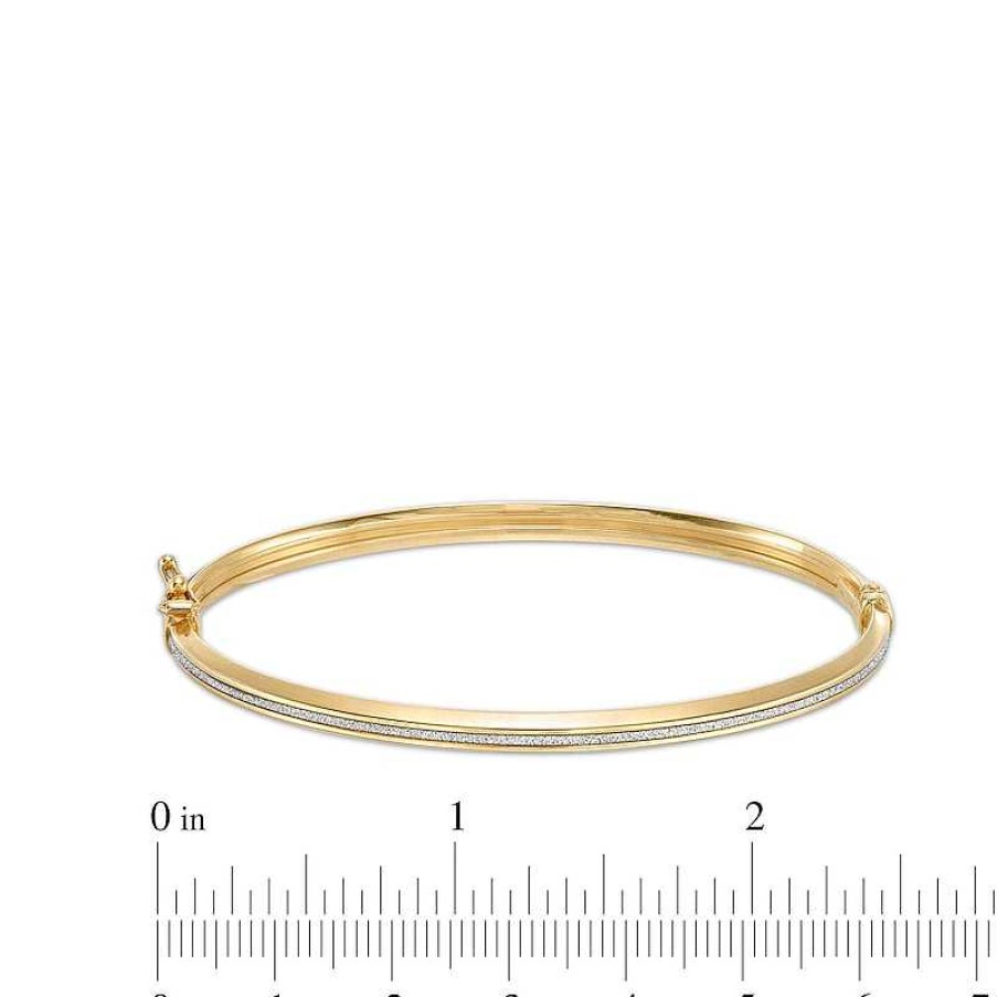 Zales 4.0Mm Glitter Bangle In Hollow 14K Gold - 7.25" Bracelets