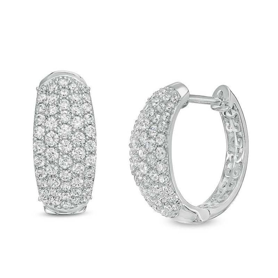 Zales 2 Ct. T.W. Certified Lab-Created Multi-Diamond Hoop Earrings In 14K White Gold (F/Si2) Earrings