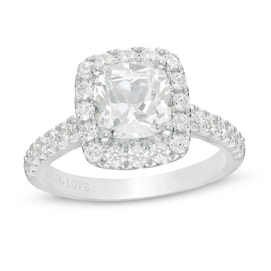 Zales Vera Wang Love Collection 2-3/4 Ct. T.W. Certified Cushion-Cut Diamond Frame Engagement Ring In 14K White Gold (I/Si2) Rings