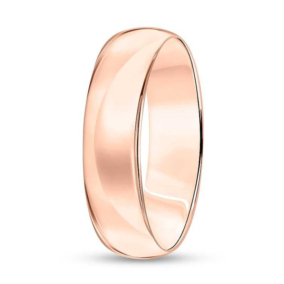 Zales Men'S 6.0Mm Engravable Low Dome Comfort-Fit Wedding Band In 10K Rose Gold (1 Line) Rings