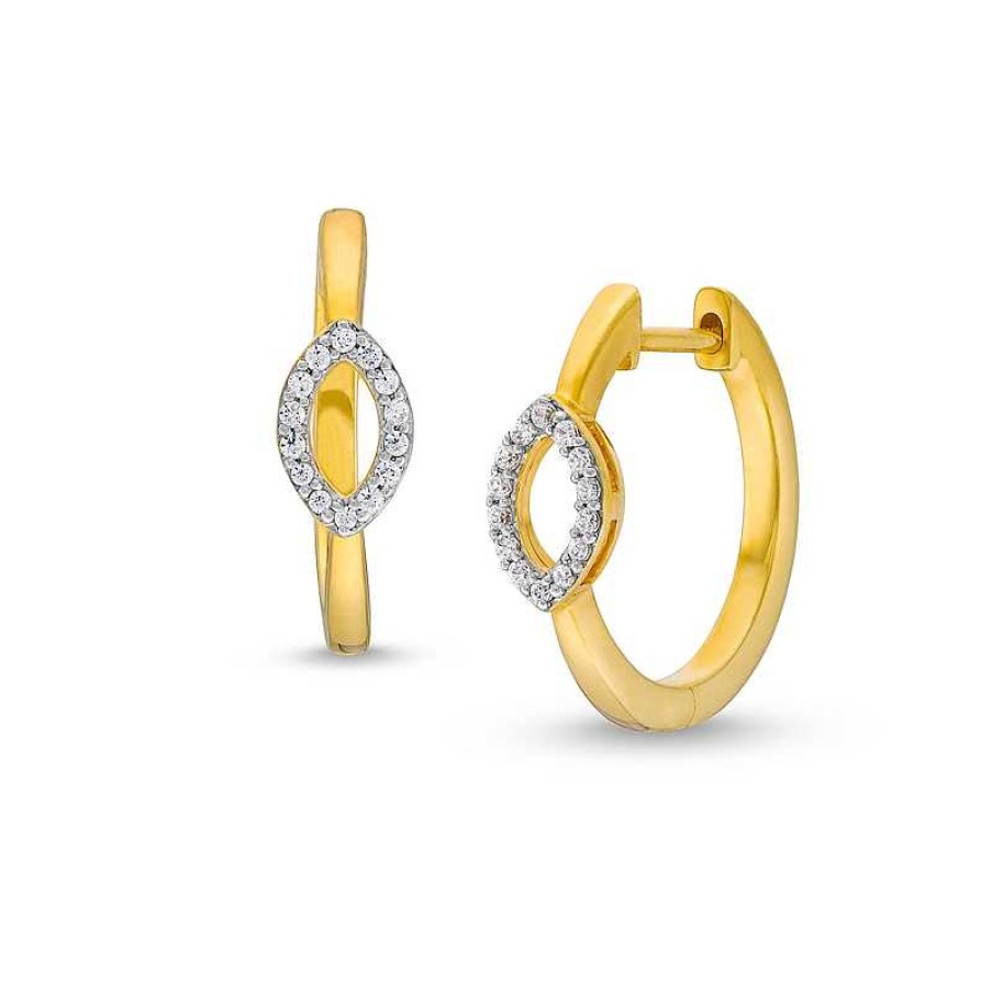 Zales 1/10 Ct. T.W. Diamond Marquise Outline Hoop Earrings In 10K Gold Earrings