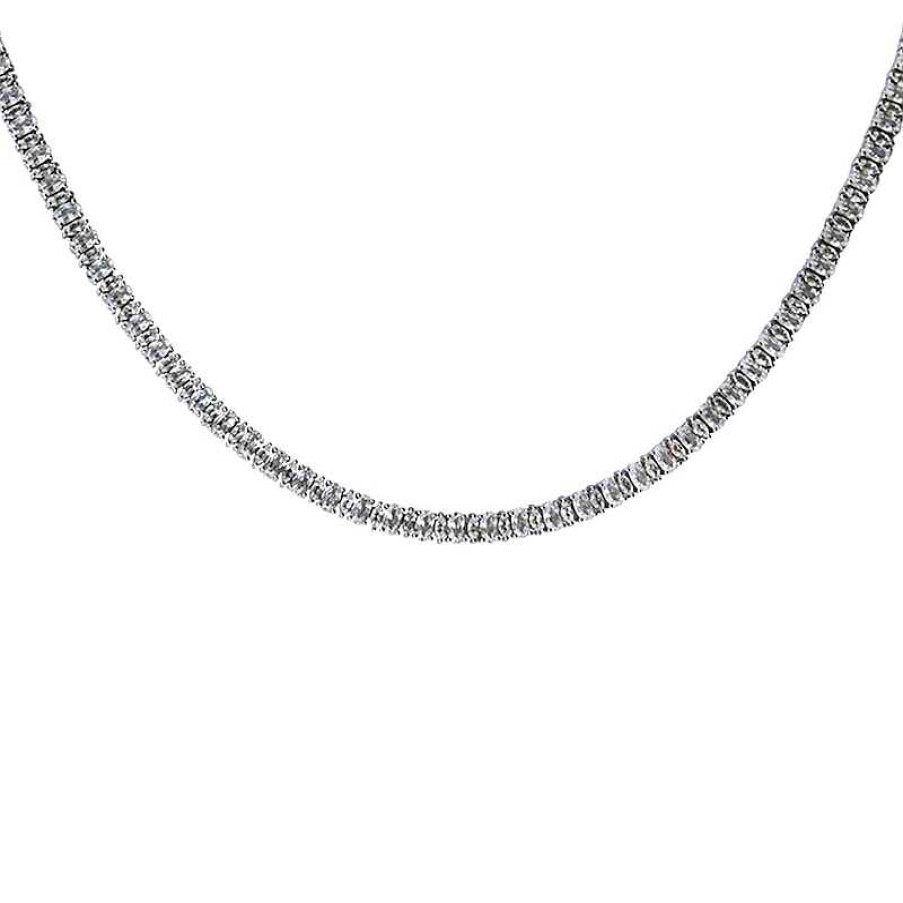 Zales White Lab-Created Sapphire Tennis Necklace In Sterling Silver Necklaces