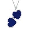 Zales Diamond Accent Blue Family Tree Heart Locket In Sterling Silver Necklaces