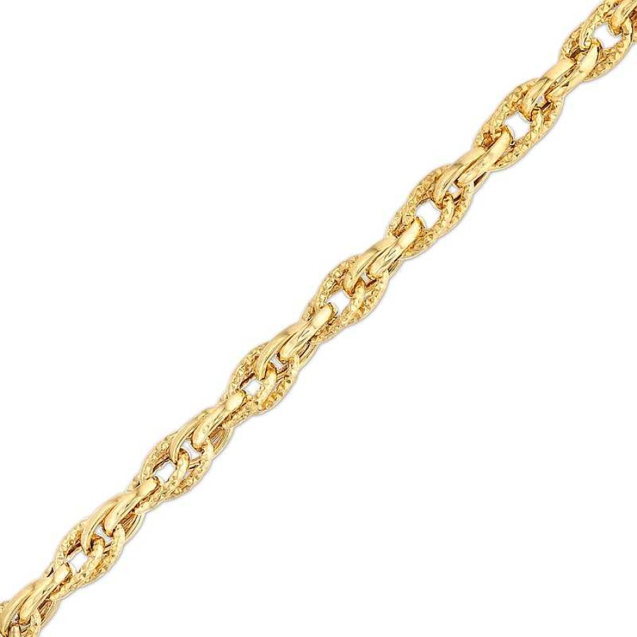 Zales 5.5Mm Diamond-Cut Rolo Chain Bracelet In Hollow 10K Gold 7.5" Bracelets